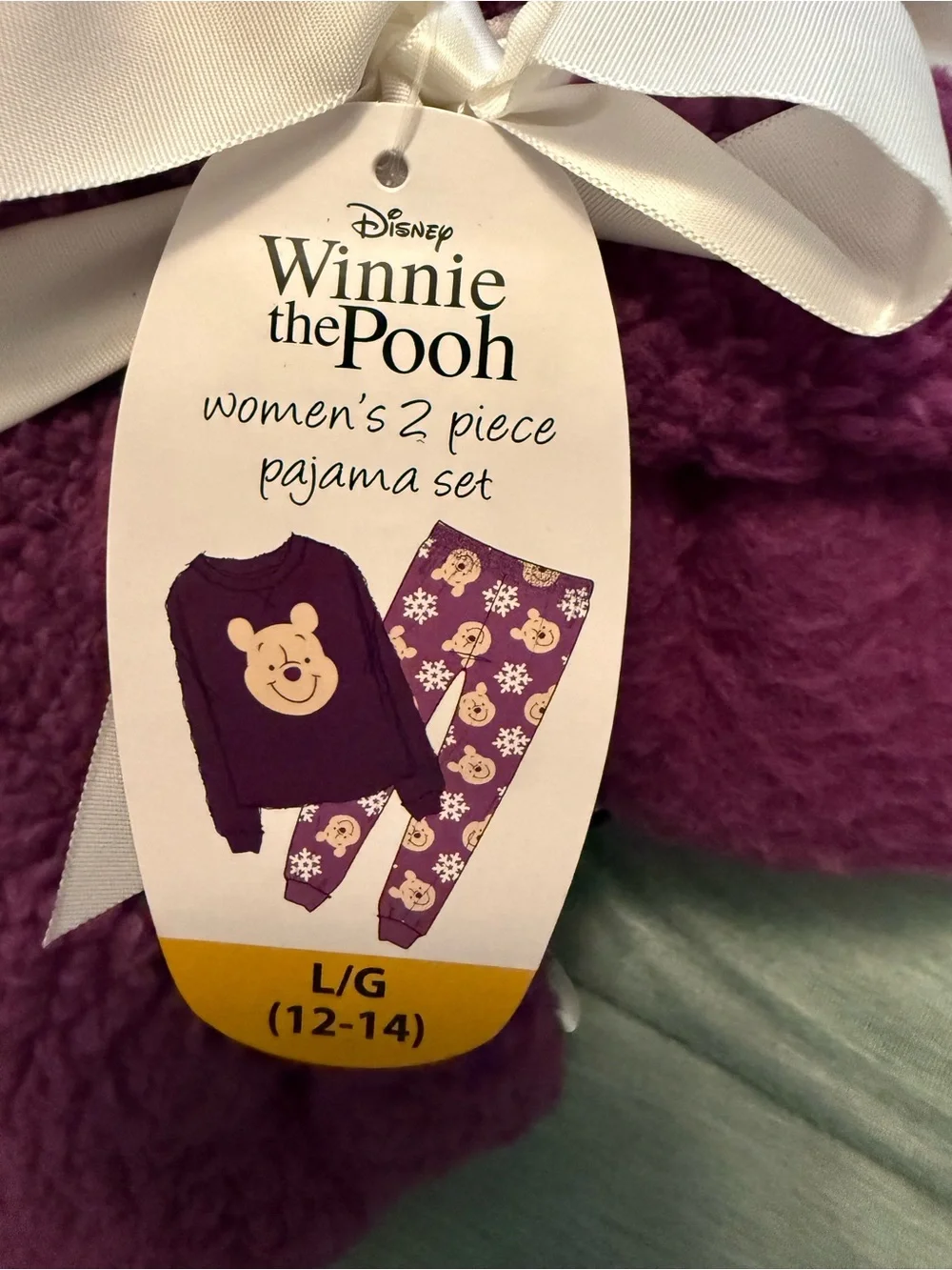 Disney Women's Winnie the Pooh Plush Pajama Set, 2-Piece Size:L